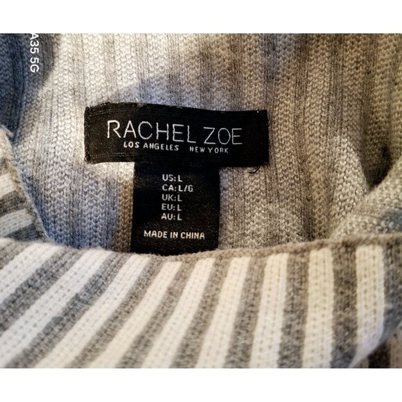Rachel Zoe Womens Striped Funnel NeckSweater L Cozycore Cozy - Picture 5 of 7